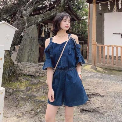 JUMSUIT JEAN ĐÙI TRỄ VAI TAY LOE - ND502